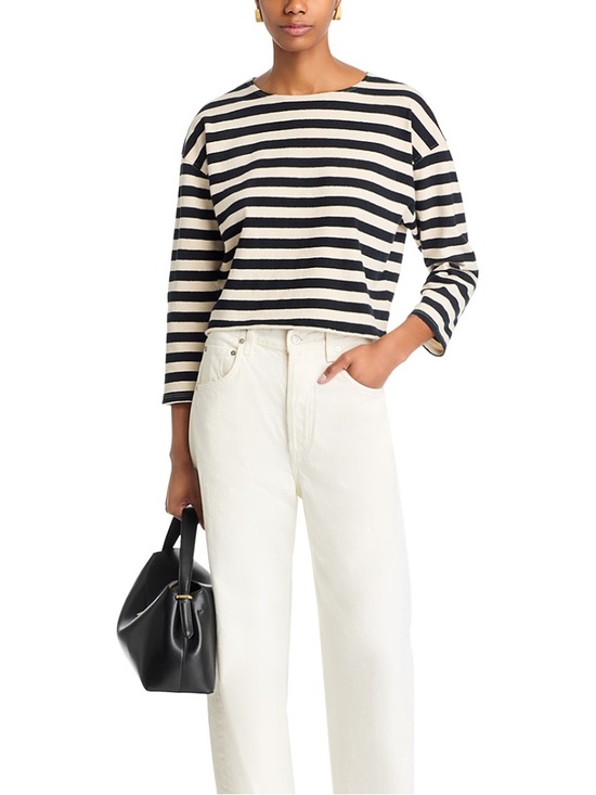 perfectwhitetee Tops - NWT PerfectWhiteTee Taylor Striped Top 100% Cotton Size L